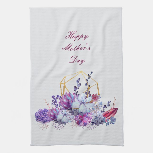 Succulent Watercolors Happy Mother's Day   Kitchen Kitchen Towel (Vertical)