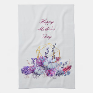 Succulent Watercolors Happy Mother's Day   Kitchen Towel