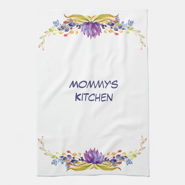 Succulent Watercolors Mommy's Kitchen Towel (Vertical)