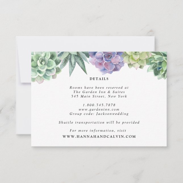 Succulent Wedding information Invitation (Front)
