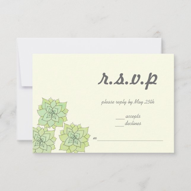 Succulent Wedding RSVP Card (Front)