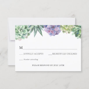 Succulent Wedding RSVP enclosure card