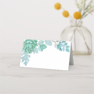 Succulent wedding seating card. Cactus guest card. Place Card