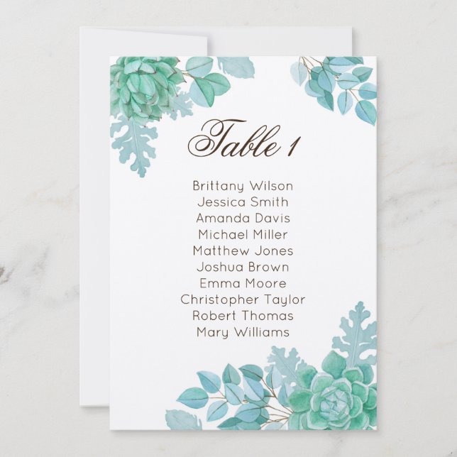 Succulent wedding seating chart. Rustic cactus Invitation (Front)