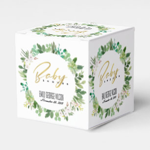 SUCCULENT WREATH FOLIAGE WATERCOLOR BABY SHOWER FAVOR BOX