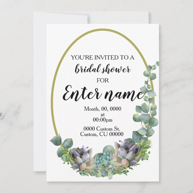 Succulente invitation à la douche nuptiale thémati (Devant)