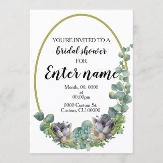 Succulente invitation à la douche nuptiale thémati