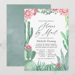 Succulentes aquarelles : Invitation de douche par