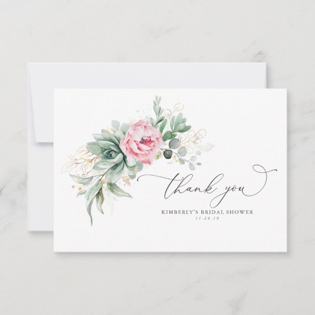 Succulentes et fleurs roses petit merci (Devant)
