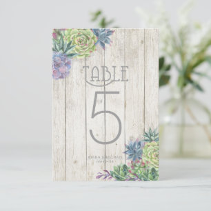 Succulentes et numéros de table en bois rustique I