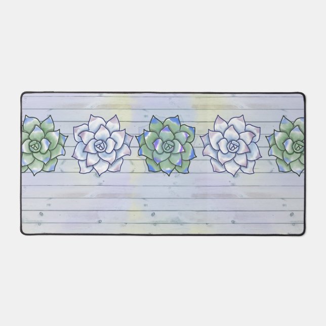 Succulentes sur fond de planche de bois (Recto)