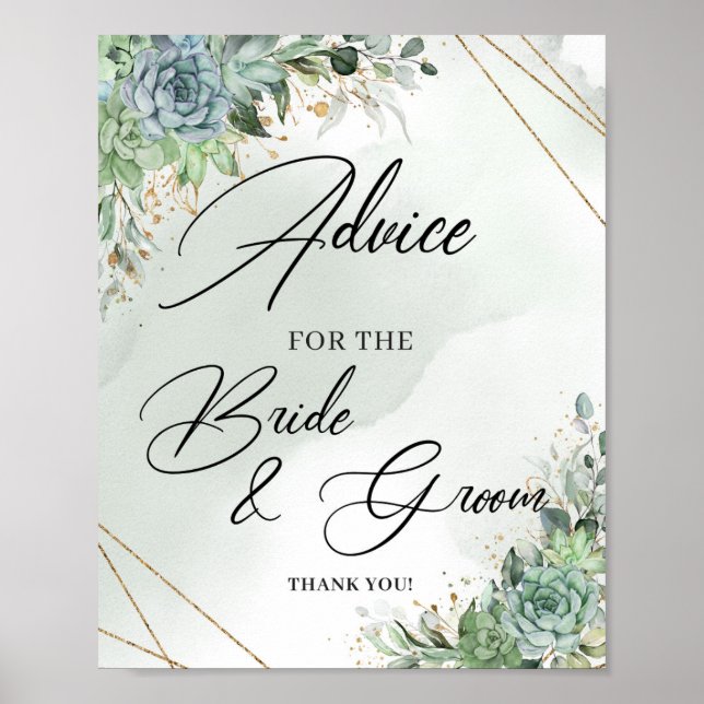 Succulents Advice for the bride and groom sign (Front)