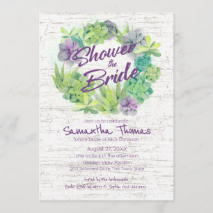 Succulents and Birch Wreath Bridal Shower Invitation