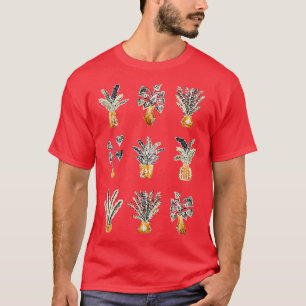 Succulents and Cactus Pottery PRINT Gold Planters T-Shirt