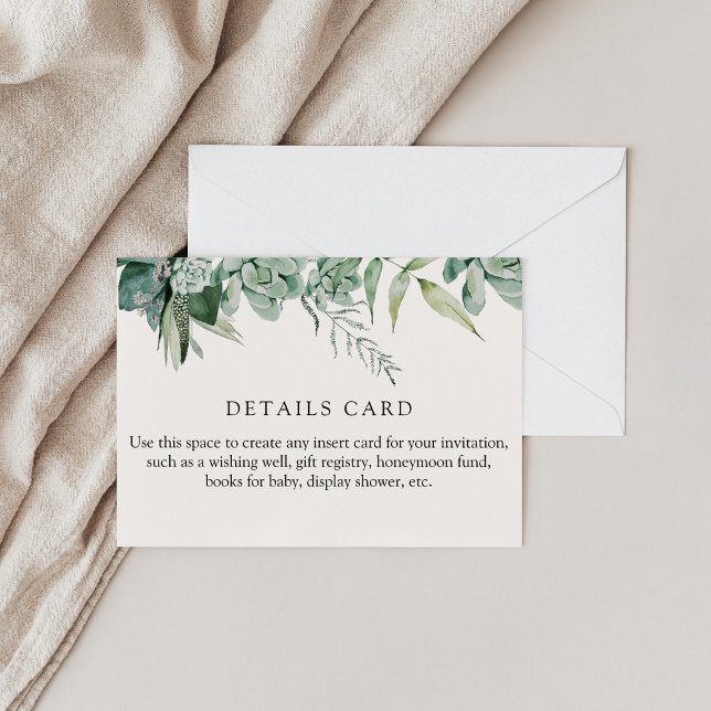 Succulents and Eucalyptus Details Enclosure Card (Creator Uploaded)