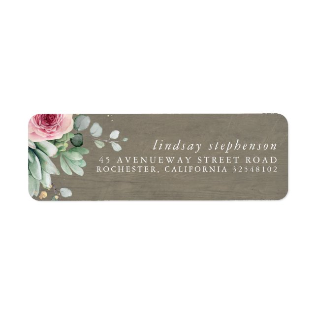 Succulents and Pink Flowers Rustic Wood (Front)