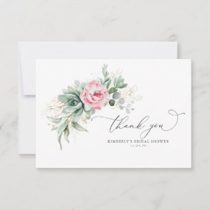 Succulents and Pink Flowers Small Thank You