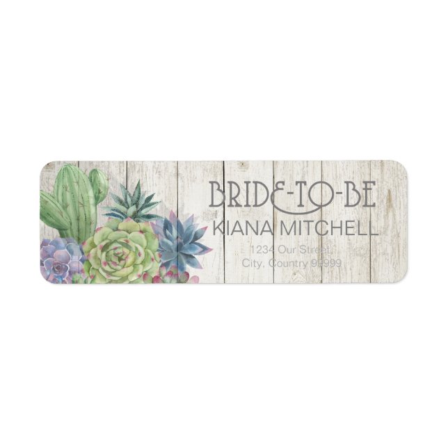 Succulents and Rustic Wood Bride-to-Be ID515 (Front)