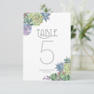 Succulents and Sparkle Table Numbers Green ID515