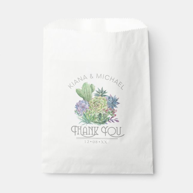 Succulents and Sparkle Wedding Thank You ID515 Favour Bag (Front)