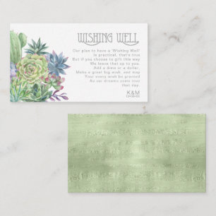 Succulents and Sparkle Wishing Well V1 Green ID515 Enclosure Card