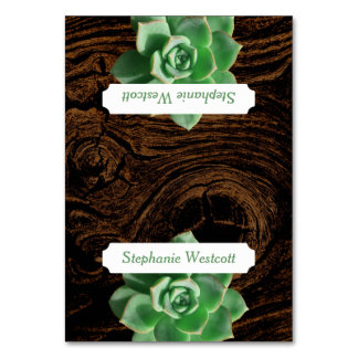 Succulents and Wood Tented Place Cards With Name