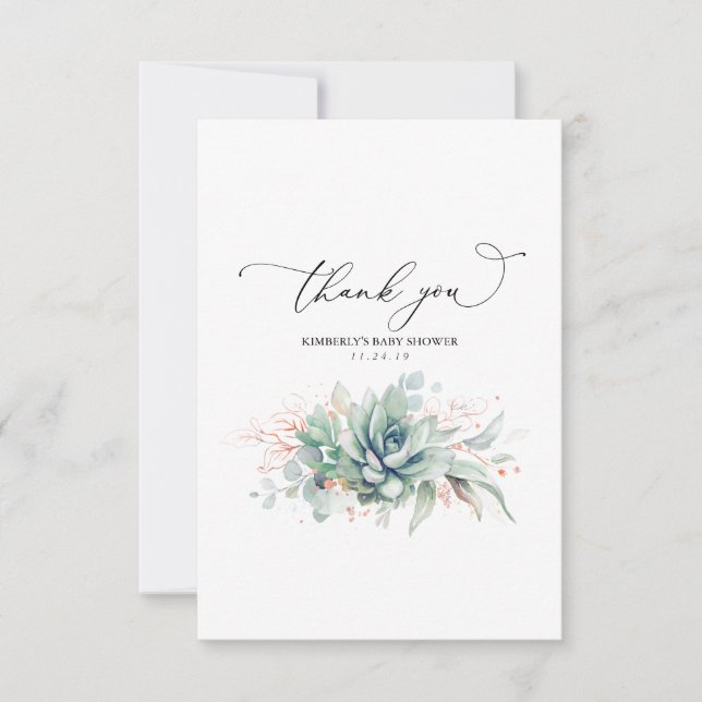 Succulents Baby shower de verdure Merci (Devant)