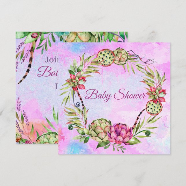 Succulents Baby Shower Invitation (Front/Back)
