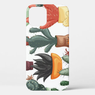Succulents, cactuses: cute floral pattern. iPhone 12 case