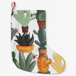 Succulents, cactuses: cute floral pattern. small christmas stocking