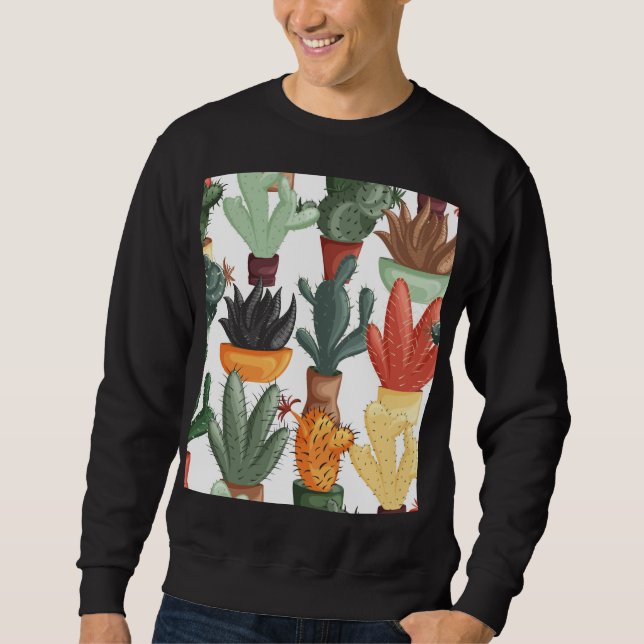 Succulents, cactuses: cute floral pattern. sweatshirt (Front)