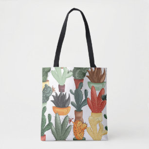 Succulents, cactuses: cute floral pattern. tote bag