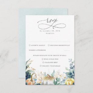 Succulents Citrouille verdure et mariage d'or RSVP