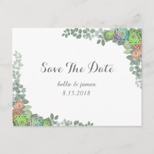 Succulents de verdure Enregistrer la date Cartes p