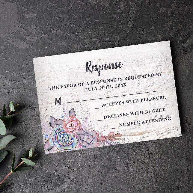 Succulents doux Aquarelle rustique Réponse mauve (Créateur téléchargé)