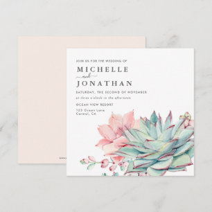 Succulents doux Faire-part de mariage rose vert