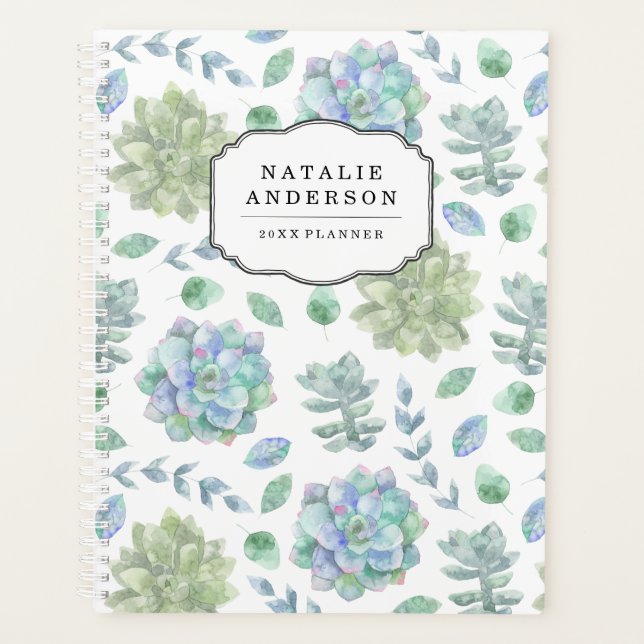 Succulents doux | Planificateur personnalisé (Devant)