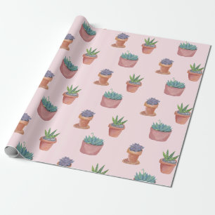 Succulents et cactus sur emballage cadeau arrière 