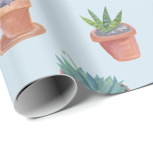Succulents et cactus sur papier cadeau arrière - p