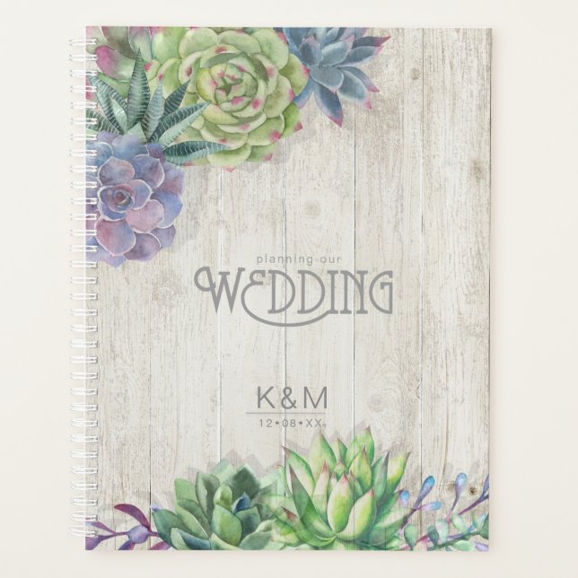 Succulents et Mariage de bois rustique ID515 (Devant)