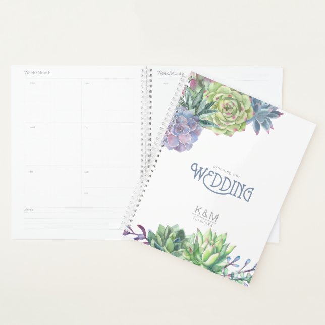 Succulents et Mariage étincelant ID515 bleu (Devant avec enveloppe)