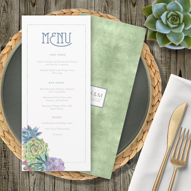 Succulents et Mariage étincelant Menu vert ID515 (Créateur téléchargé)