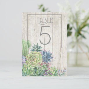 Succulents et numéros de table en bois rustique V2