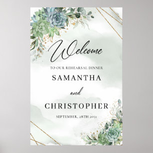 Succulents eucalyptus Welcome to rehearsal sign