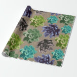 Succulents Faux Burlap Wrapping Paper<br><div class="desc">Rustic and colourful succulents of various colours faux burlap.</div>