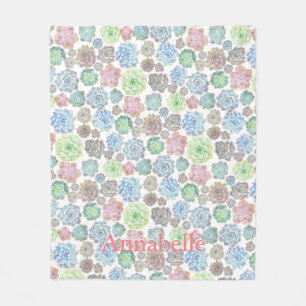 Succulents fleece blanket