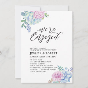 Succulents Flower "We're Engaged" Engagement Party Invitation