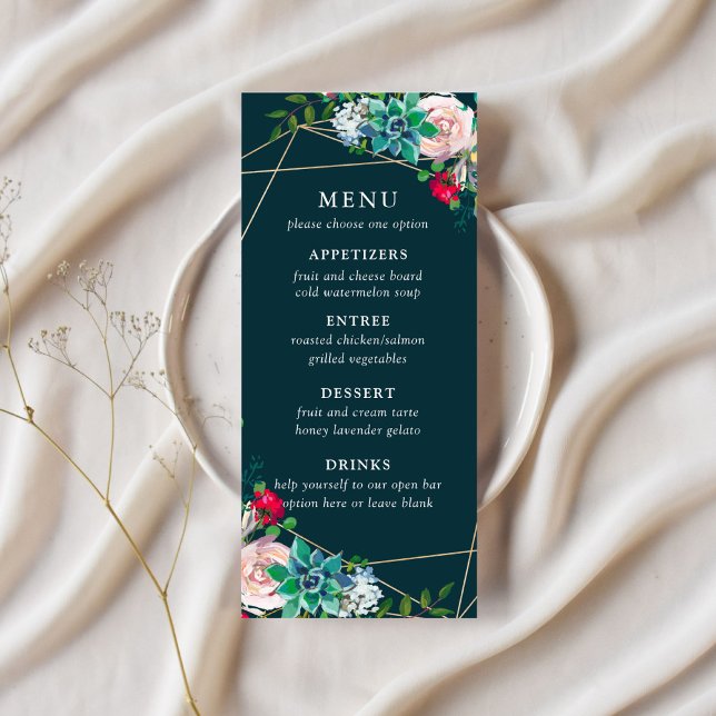 Succulents & Gold Chic Wedding Menu (Creator Uploaded)