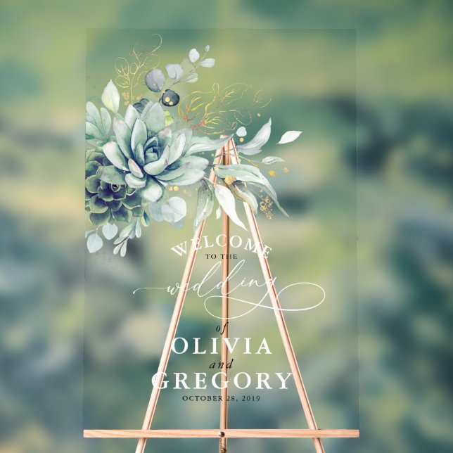 Succulents Gold Feuille Mariage de verdure Bienven (Neutre)