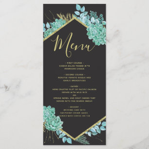Succulents Gold Frame Any Colour Wedding Menu